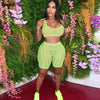 Weird Puss Sexy Mesh Striped Women Tracksuit Skinny Fitness 2 Piece Set Tank Top+Biker Shorts Matching Summer Party Clubwear