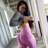 Womens Candy Color Leggings High Waist Push Up Hips Leggings Sexy Slim High Elastic Skinny Trousers with Pocket