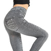 New Autumn Women Print Leggings Mock Pocket And Hole Jeans Slim Leggings Woman Jeggings Ladies Denim Skinny Trousers