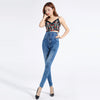 Women High Waist Leggings 2022 Autumn Woman Jeggings High Elastic Mock Pocket Jeans Ladies Denim Skinny Trousers