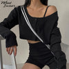 Whatiwear Solid Knitted 3 Piece Sets Single-breasted Long Sleeve Top+Camisole+Biker Shorts Stretch Streetwear Matching Outfits