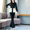White Blazer 2 Piece Set Women Winter Work Wear Full Sleeve Ruffles Blazers Pencil Pants Suit Two Piece Set Office Lady Outfits