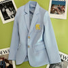 White Blazer Jacket Women  Embroidery Single Breasted Suit Jacket Ladies Casual Office Formal Blazers Coat