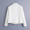 White Blazer Jacket Women Single Breasted Embroidery  Tweed Suit Jacket Female Casual Short Blazers Coat