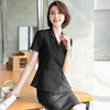 White Blazer Women Business Suits Skirt and Jacket Sets Office Ladies Work Wear Clothes Short Sleeve