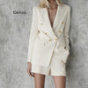 White Blazer for Women Blazer Double Breasted Jackets Ladies Formal Suit Jackets Back Vent Hem