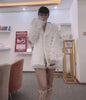 White Bow Diamond Button Blazer Women's Spring Autumn Niche Design Heavy Industry Layered Yarn Feather Super Fairy Coat s337