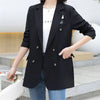 White Casual Full Sleeve Women Blazer Korean Office Lady Slim Plus Size  Double Breasted Suit Coat Femme Elegant Outwear