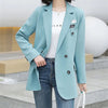 White Casual Full Sleeve Women Blazer Korean Office Lady Slim Plus Size  Double Breasted Suit Coat Femme Elegant Outwear
