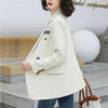 White Casual Full Sleeve Women Blazer Korean Office Lady Slim Plus Size  Double Breasted Suit Coat Femme Elegant Outwear