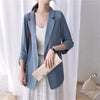 White Chiffon Blazer Female Temperament Mid-Length Casual Suit Tops Spring Autumn Loose Thin Coat Elegant Suit Jacket Draping