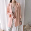 White Chiffon Blazer Female Temperament Mid-Length Casual Suit Tops Spring Autumn Loose Thin Coat Elegant Suit Jacket Draping