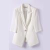 White Chiffon Blazer Women 2023 Summer Temperament High End Half Sleeve Slim Jacket Office Ladies Work Coat Black
