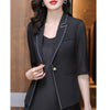 White Chiffon Blazer Women 2023 Summer Temperament High End Half Sleeve Slim Jacket Office Ladies Work Coat Black
