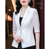 White Chiffon Blazer Women 2023 Summer Temperament High End Half Sleeve Slim Jacket Office Ladies Work Coat Black