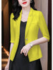 White Chiffon Blazer Women 2023 Summer Temperament High End Half Sleeve Slim Jacket Office Ladies Work Coat Black