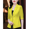 White Chiffon Blazer Women 2023 Summer Temperament High End Half Sleeve Slim Jacket Office Ladies Work Coat Black