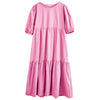 White Cotton Puff Sleeve Dress Woman Summer Midi Dress Short Sleeve Cascading Ruffles Blouses Dress