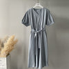 White Cotton Puff Sleeve Dress Woman Summer Midi Dress Short Sleeve Cascading Ruffles Blouses Dress