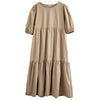 White Cotton Puff Sleeve Dress Woman Summer Midi Dress Short Sleeve Cascading Ruffles Blouses Dress