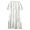 White Cotton Puff Sleeve Dress Woman Summer Midi Dress Short Sleeve Cascading Ruffles Blouses Dress