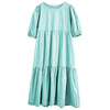 White Cotton Puff Sleeve Dress Woman Summer Midi Dress Short Sleeve Cascading Ruffles Blouses Dress