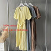 White Cotton Puff Sleeve Dress Woman Summer Midi Dress Short Sleeve Cascading Ruffles Blouses Dress