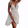 White Dress Women Sleeveless V-neck Casual Beach Ladies Holiday Solid Lace Dress Summer Dresses For Women Vestido Playa Mujer