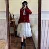 White Elegant Dress Women Casual Long Sleeve Lace Fairy Party Dress Sweet High Waist Bow Female One-Piece Autumn 2022 Korean