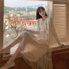 White Elegant Dress Women Casual Long Sleeve Lace Fairy Party Dress Sweet High Waist Bow Female One-Piece Autumn 2022 Korean