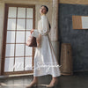 White Elegant Dress Women autumn Turtlneck Vintage Retro Dress Female Casual Korean One-piece Dress Fall 2022 Women Clothing