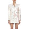 White Glitter Top Woman Coat Slim V Neck Sexy OL Style Day Suit Jacket 2022 Spring Ladies New