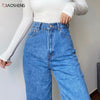 White Jeans Woman High Waist 2022 Streetwear Baggy Mom Jeans Vintage Denim Trousers Pocket Washed Casual Y2k Pants