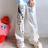 White Kawaii Anime Baggy Mom Jeans Women Japanese Fairy Grunge Harajuku Denim Trousers Emo Indie Y2k Alternative Boyfriend Pants