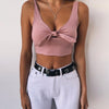 White Lace Up Crop Tops Camisole Women Summer Beach Tie Up Bow Female Cami Crop Top Sexy Sleeveless Short Tees