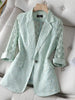 White Lace Women Blazer 2023 Elegant Hollow Out Thin Sun Protection Summer Blazers Lady Office Suit Jackets Coat Slim Tops
