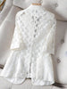 White Lace Women Blazer 2023 Elegant Hollow Out Thin Sun Protection Summer Blazers Lady Office Suit Jackets Coat Slim Tops