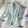 White Lace Women Blazer 2023 Elegant Hollow Out Thin Sun Protection Summer Blazers Lady Office Suit Jackets Coat Slim Tops