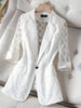 White Lace Women Blazer 2023 Elegant Hollow Out Thin Sun Protection Summer Blazers Lady Office Suit Jackets Coat Slim Tops