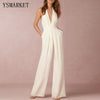 White Romper Summer Sexy Women Jumpsuit Sleeveless Trousers Long Pants Overall Wide Leg Lady Jumpsuit High Waist Halter E207