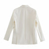White Straight Blazer Jacket Office Lady 2022 Pockets Elegant Outwear Coat Female Vintage Chic Casual Outwear Tops Lady
