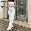 White Straight Leg Jeans For Women High Waist Stretch Denim Mom Jean Baggy Pants Casual Comfort Loose Tassel Trousers