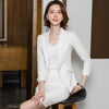 White Suits Women 2023  Temperament Formal Long Sleeve Slim Blazer And Skirt Office Ladies Work Wear Black