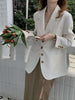 White casual suit loose solid color temperament commuter mid-length single-breasted straight spring women's jacket
