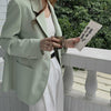 White casual suit loose solid color temperament commuter mid-length single-breasted straight spring women's jacket