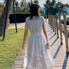 White dress super fairy skirt seaside holiday lace hollow out skirt beach skirt Bali Beach skirt