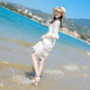 White holiday long skirt beach skirt summer 2022 trumpet sleeve Lace Up Fairy Dress Chiffon Dress