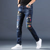 2022 teenagers Denim Men's embroidered jeans men's trousers brand slim casual feet broken trend pencil pants