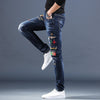2022 teenagers Denim Men's embroidered jeans men's trousers brand slim casual feet broken trend pencil pants