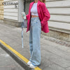 Wide Leg Jeans Women Baggy Pants Casual High Waist Mom Trousers Autumn Loose Jeans Women Blue Wash Cotton Denim Pants